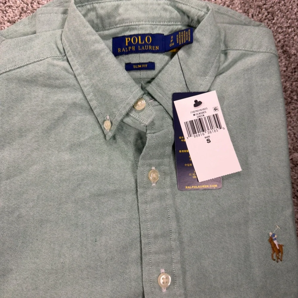 Polo Ralph Lauren Mens Slim Fit Oxford Shirt Green Small NWT New 710792161023